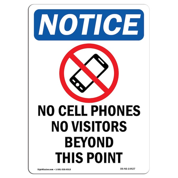 Signmission OSHA Notice, 5" Height, No Cell Phones No Sign With Symbol, 5" X 3.5", Portrait OS-NS-D-35-V-14427 - main